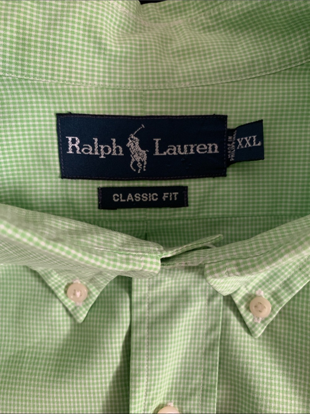 Ralph Lauren Short-Sleeve Button-Down Shirt Light Green Purple Pony Size XXL - Picture 5 of 6